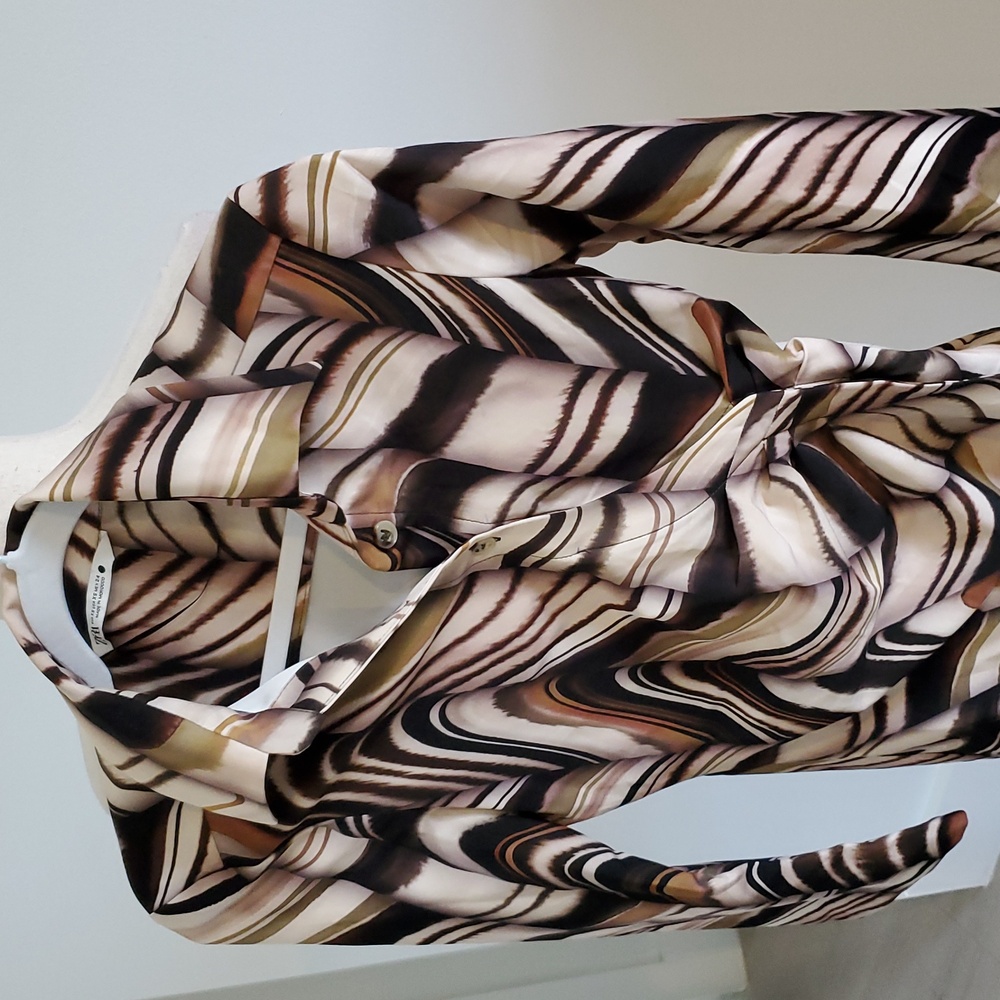 Zara Brown,Black & Tan mini dress With Side Zipper Size XS like new - Picture 4 of 9